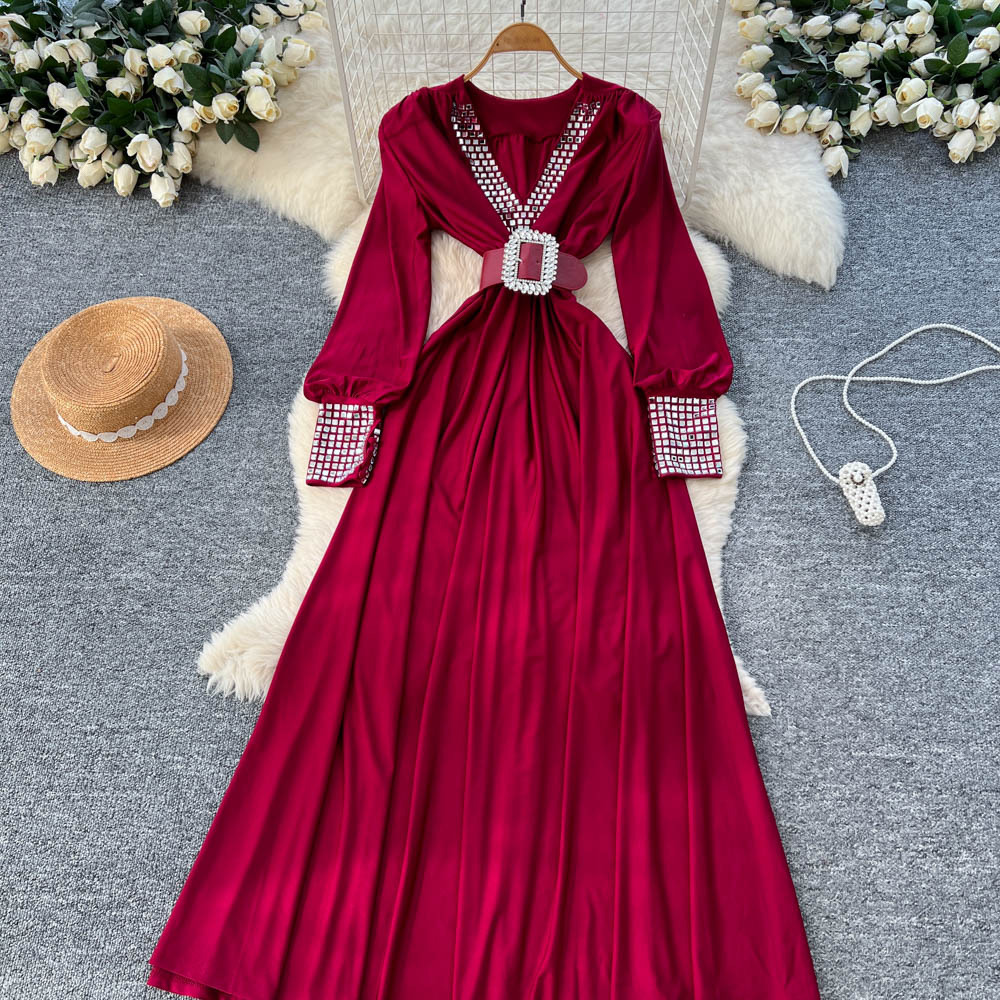 Commuter Cotton 3D Plunge High Waist Midi Dress