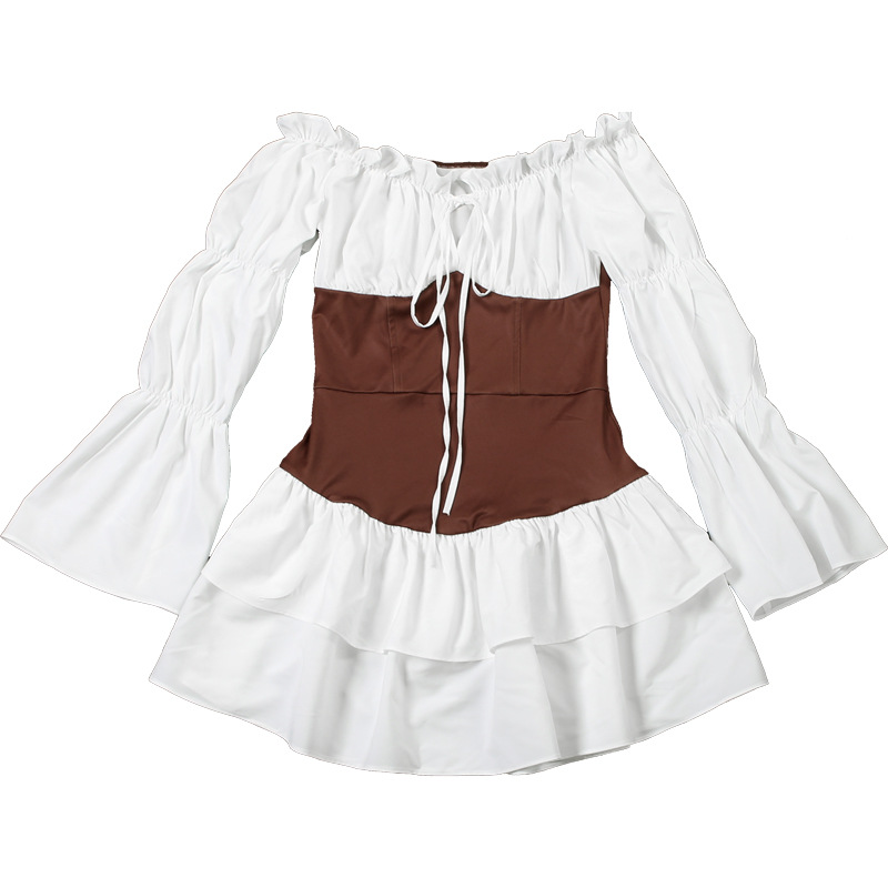 Chic Asymmetric High Waist Two Tone Puff Dress