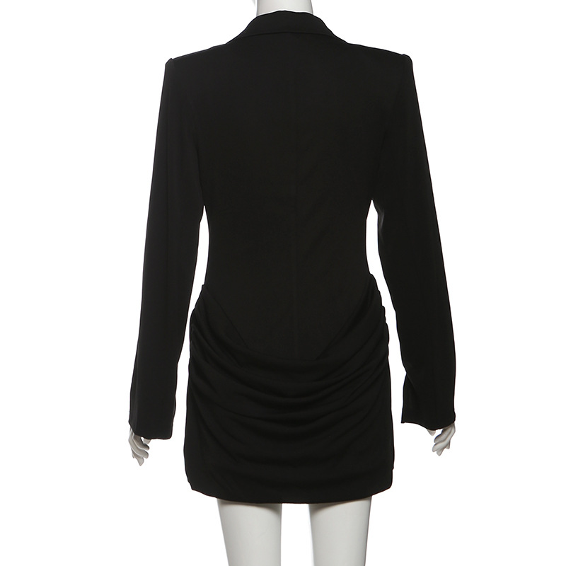 Long Sleeve Plunging Neckline High Rise Mini Dress