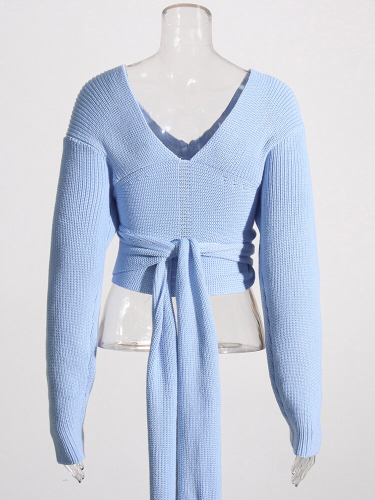 Ladies Open Back Knit Pullover Sweater
