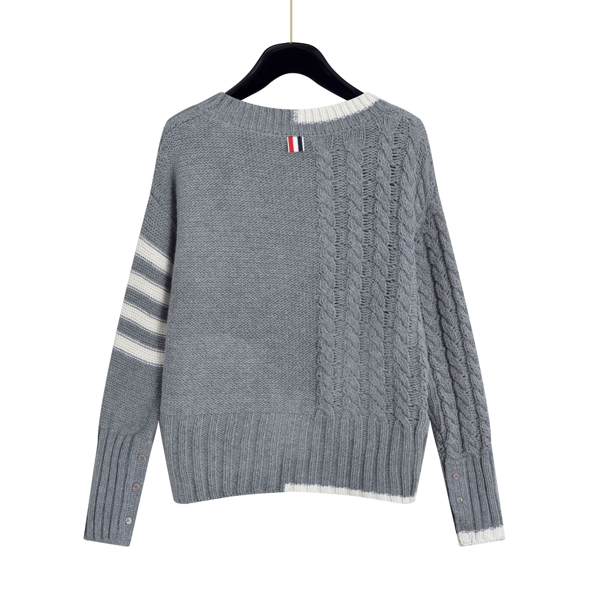 Wool Sweater Angled Collar Relaxed Cut