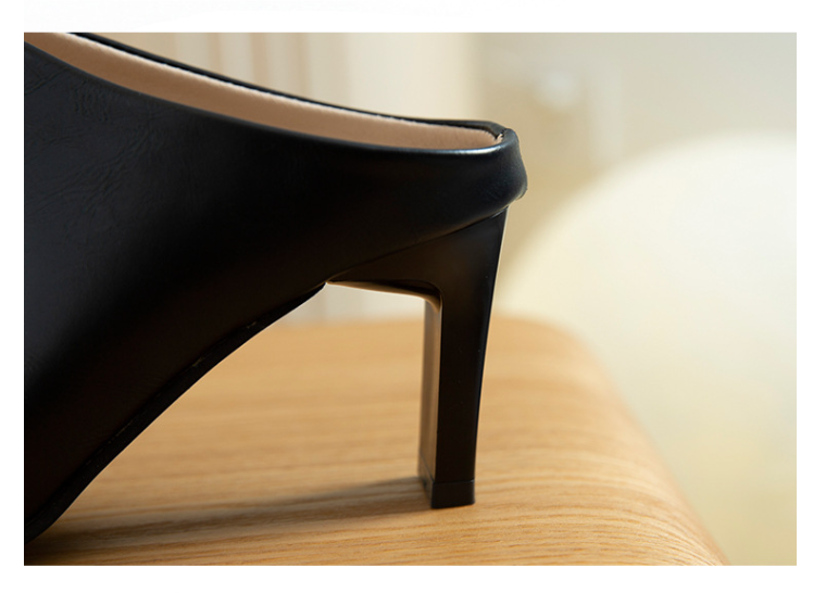 Retro stiletto pointed toe mules for women summer outer wear half slippers