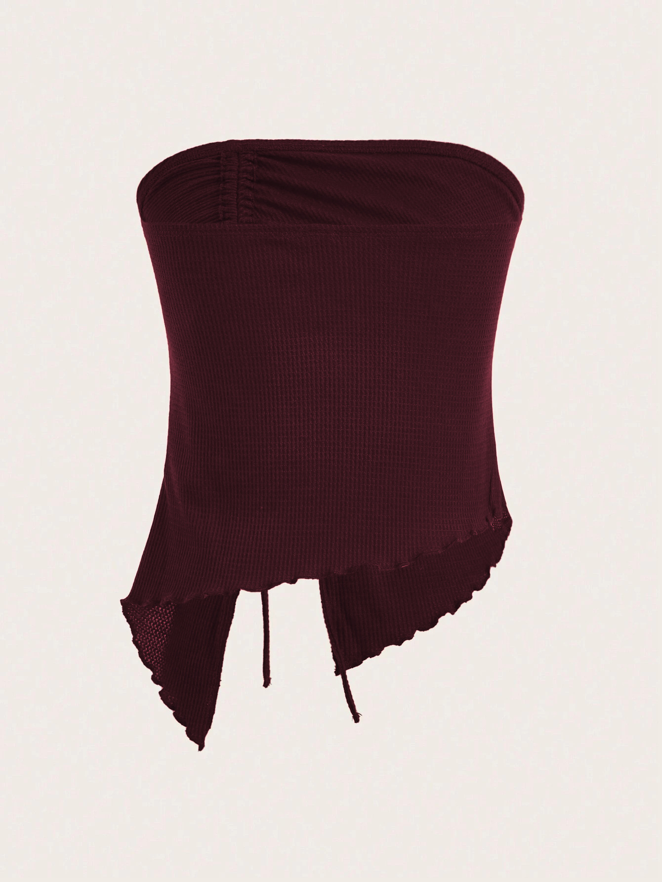 Fitted Collar Neck Tie Front Asymmetric Vest Top