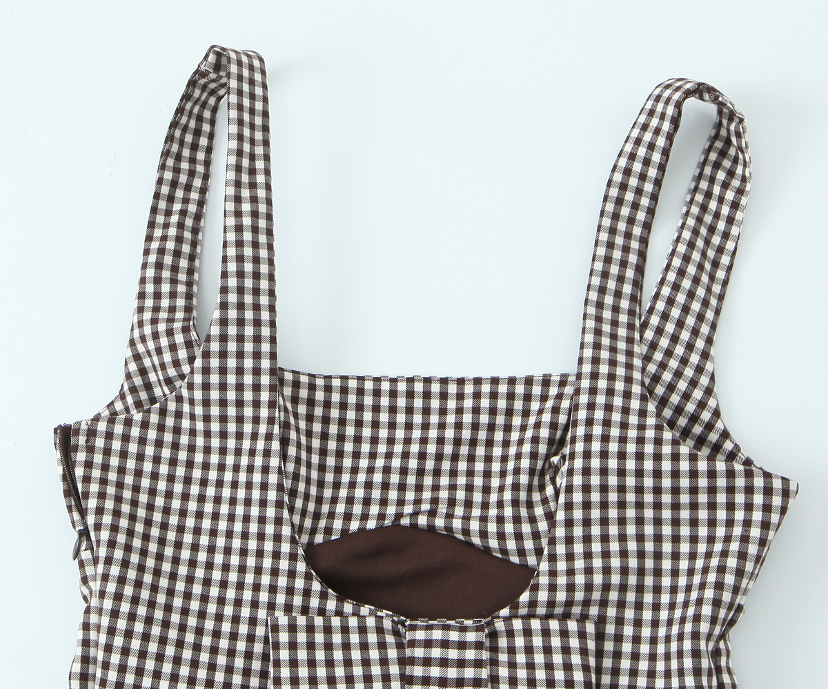Ladies Grid Knotted Cutout Tank