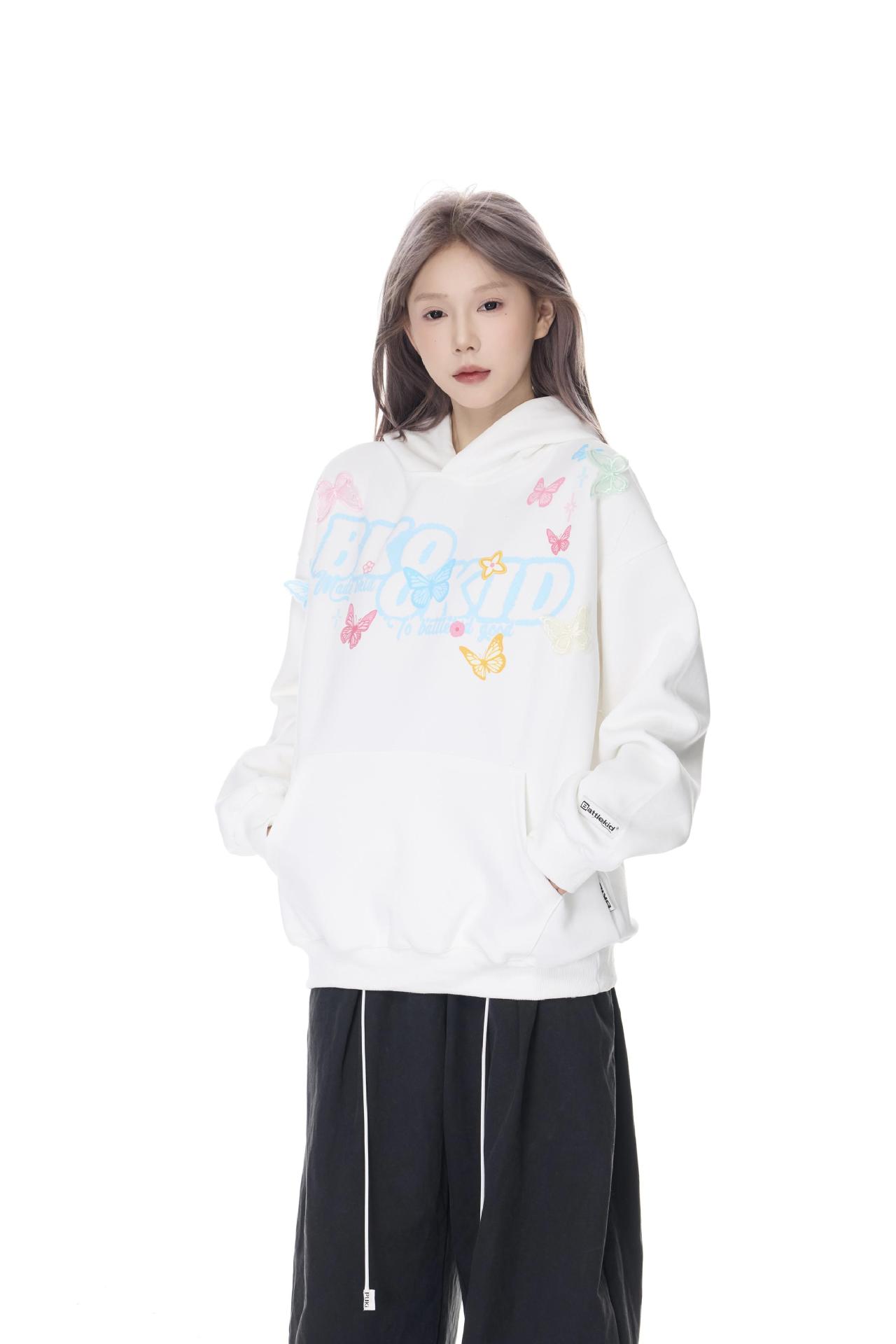 Vibrant Embossed Wing Print Hoodie