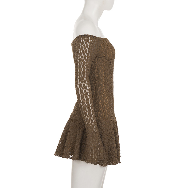 Half Open Collar Cutout Lacy Mini