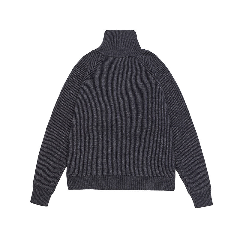 Mock Collar Plain Thermal Workwear Sweater