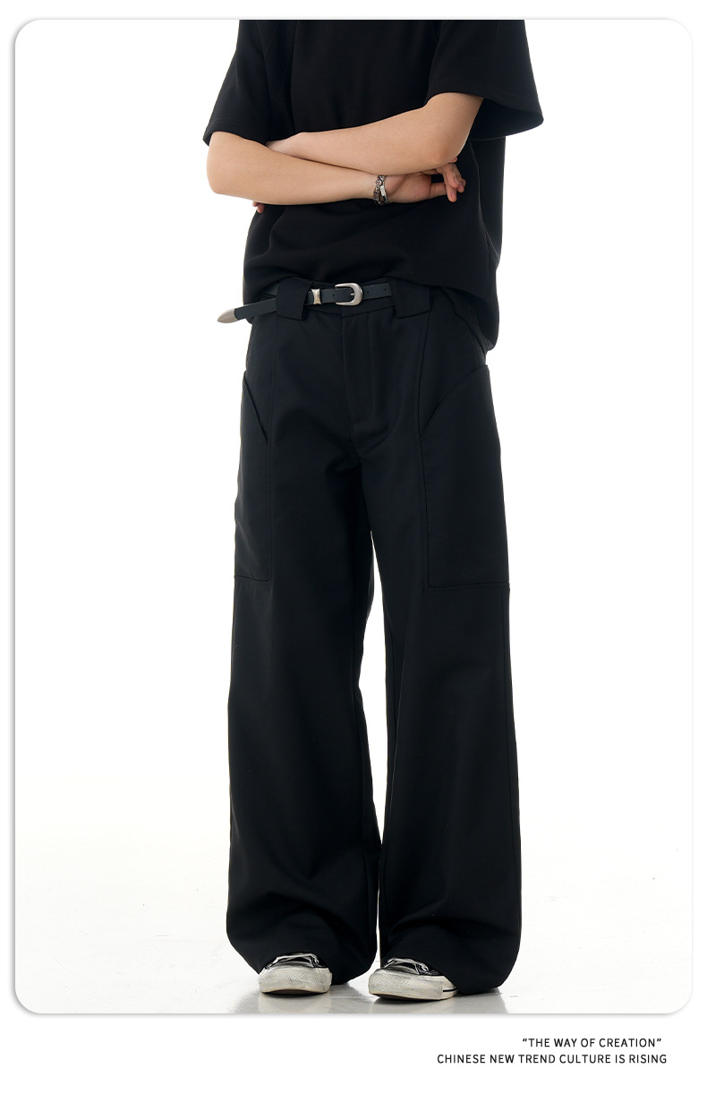 Loose Straight Trousers for Men and Women Simple Blended Commuting Slim Fit Casual Long Pants