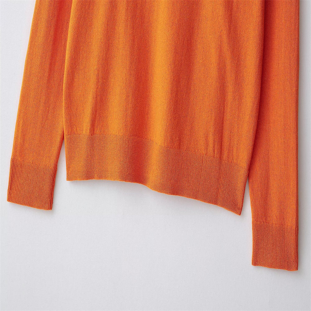 Ladies Full Arm Plain Notched Sweater