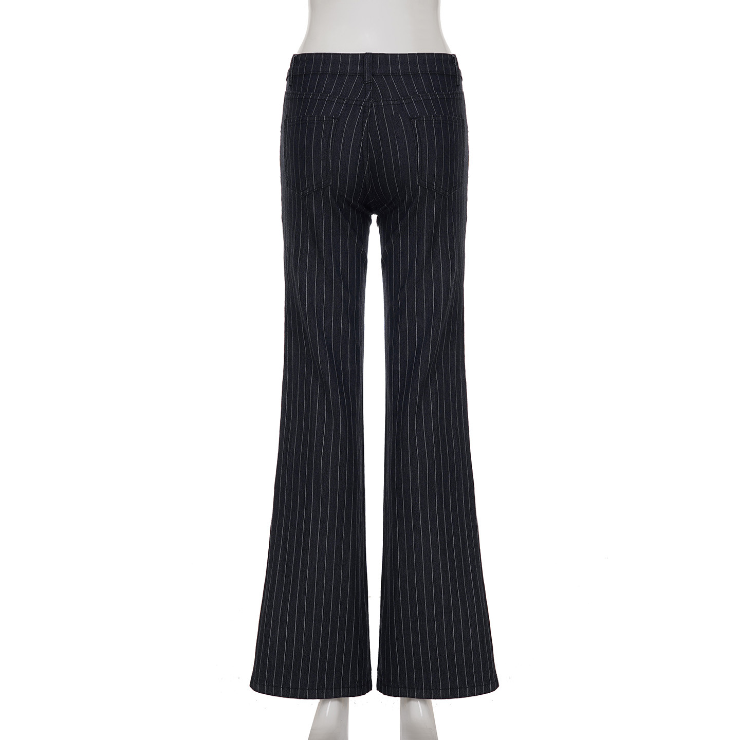 Striped contrasting horn slightly spicy low waist straight leg denim