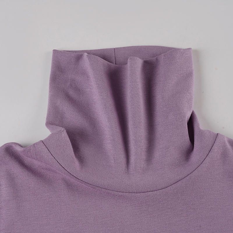 Fitted Wrist-Length Turtleneck Knitted Tee