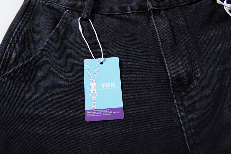 Casual Knife-Edge Pants for Men, Loose Straight-Leg Patchwork Denim Pants, Embroidered Wide-Leg Long Pants