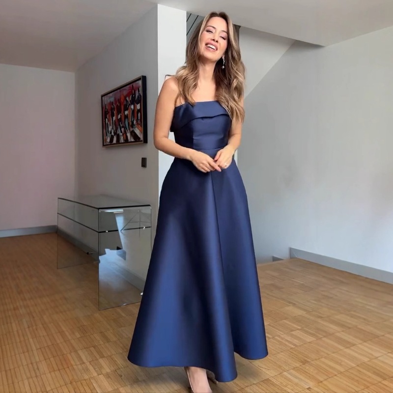 Satin suspender evening dress fashion dress