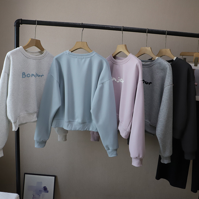 Casual Loose Fit Hoodie with Letter Embroidery,Women's Sweatshirt