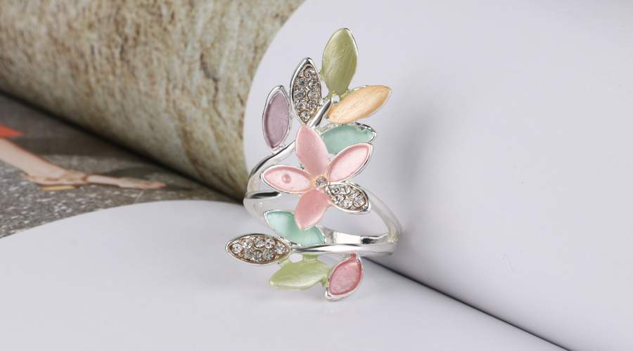Multicolor Enamel Rings For Women Crystal Wedding Ring Female Vintage Jewelry Wholesale Girl Gift
