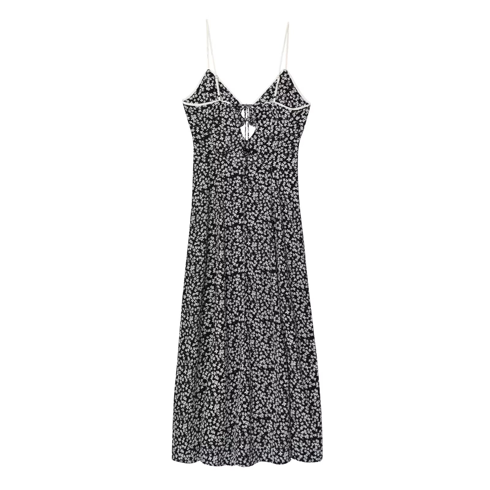 Women's Fashion Sexy Backless Floral Print Midi Dress