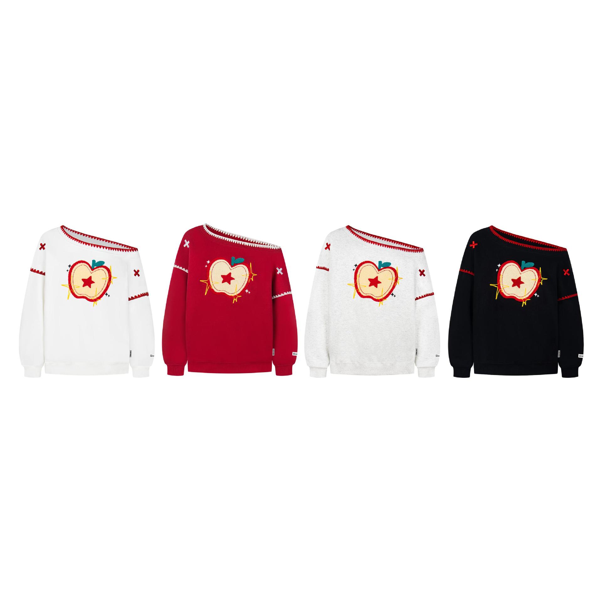 Cotton Long Sleeve Asymmetric Fruit Hoodie