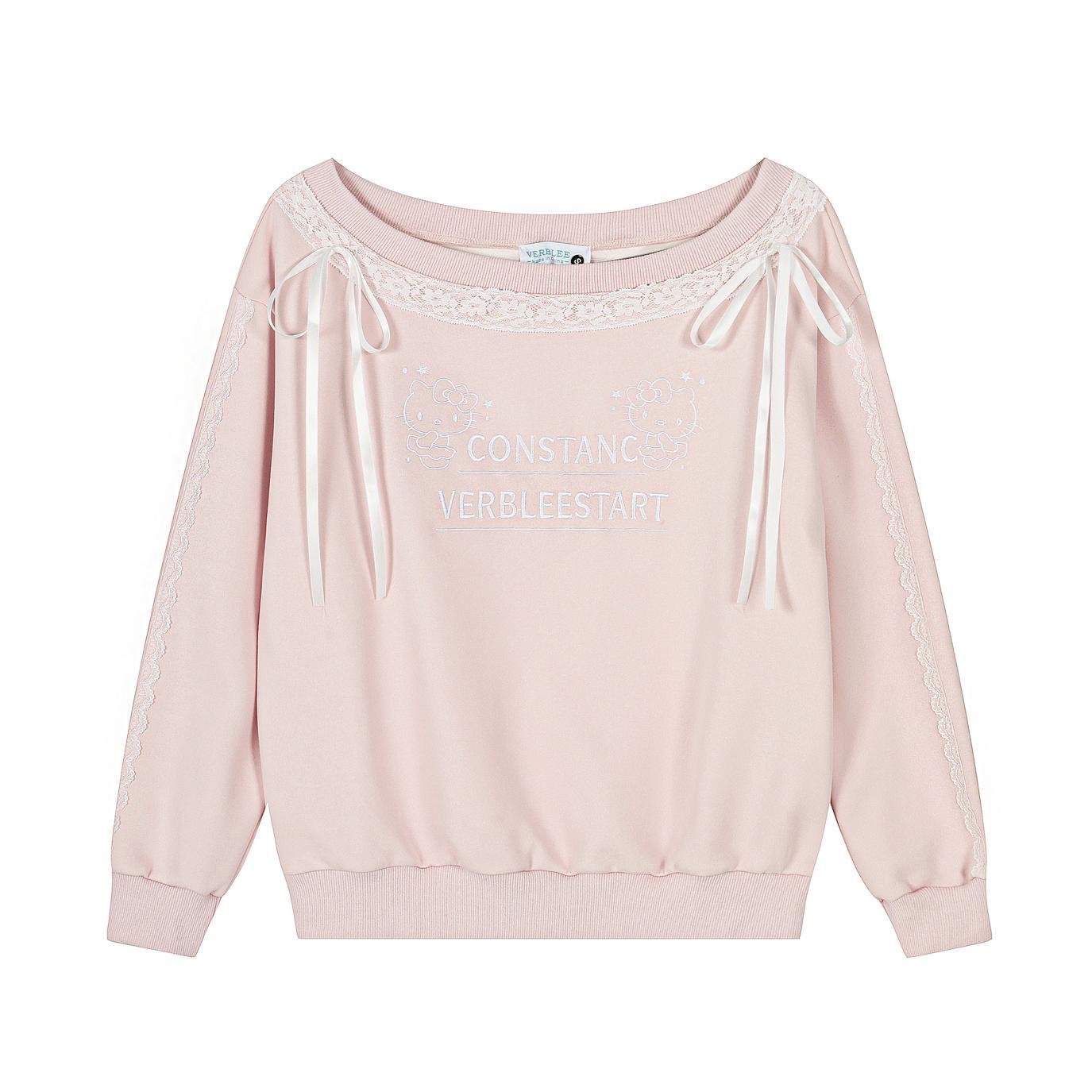 Bardot Hoodie With Ribbon Detail And Character Graphic