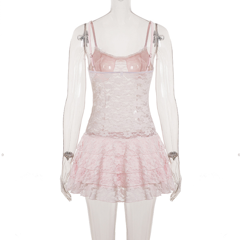 Band Neck A-Line Ruffle Hem Dress