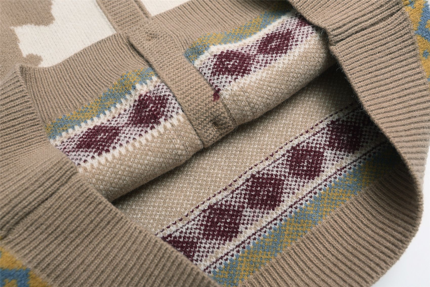 Genderless Oversized Japanese Retro Jacquard Open Front Sweater
