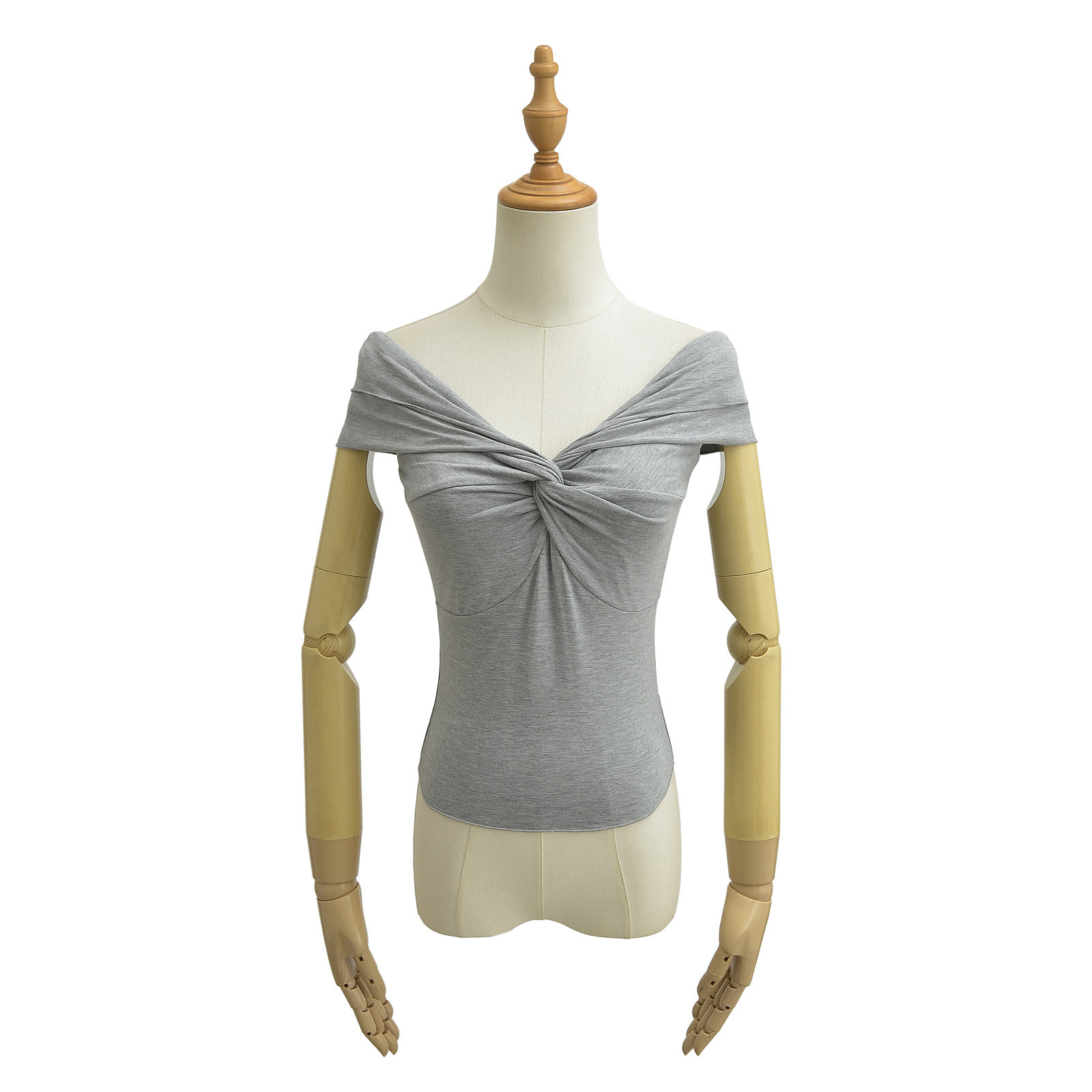 Sexy Asymmetric Neckline Cropped Sleeve Shirt
