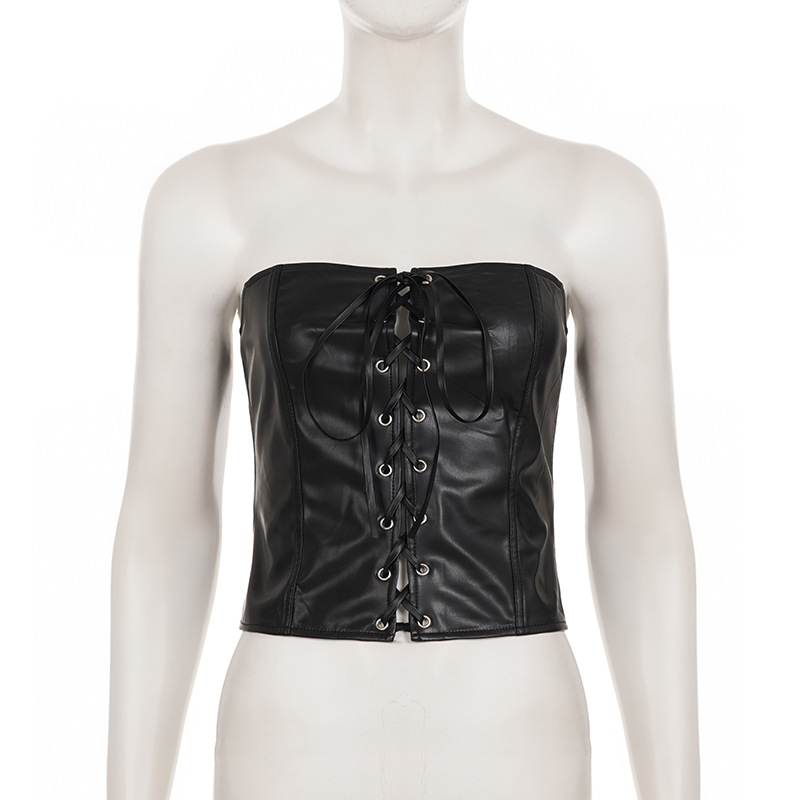 Women's Contrast Panel Cutout Lace-Up Vest