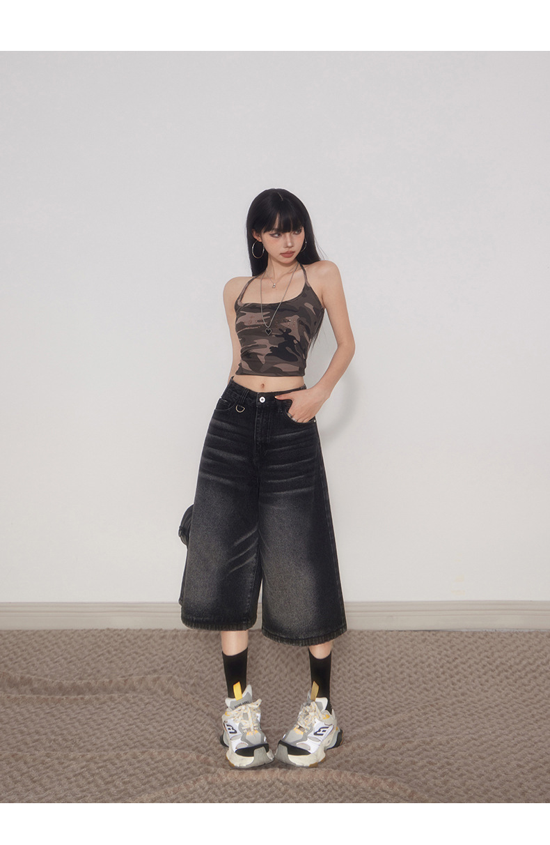 Women's Pants Loose Casual Slimming Pear-Shaped Denim Mid-Length Trousers