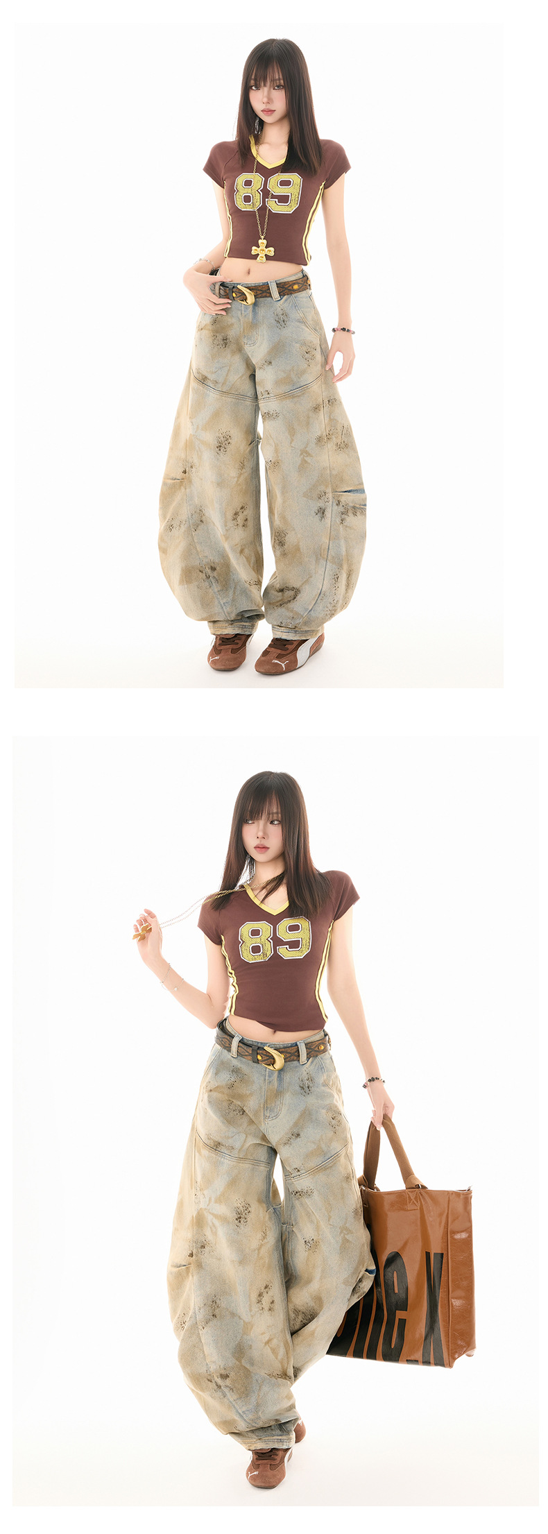 Women's Distressed Scythe Jeans Unique Design Loose Scythe Pants