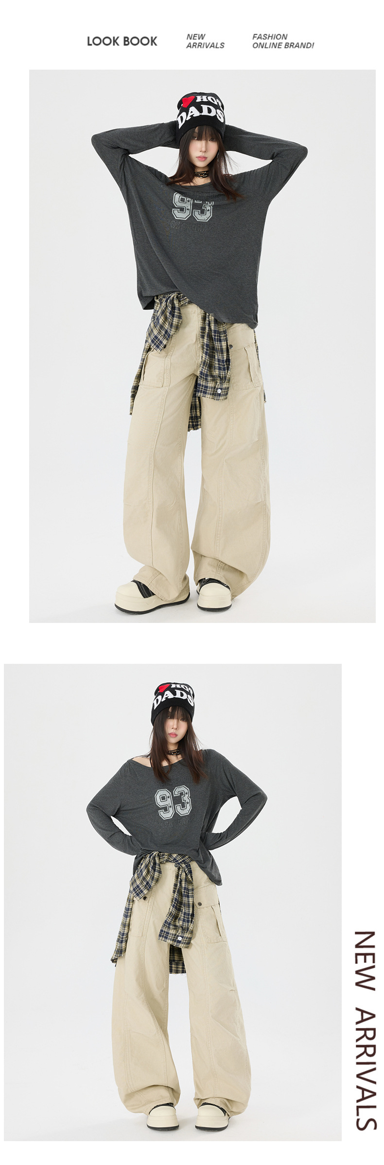 Women's Design Work Pants with Pleats Multiple Pockets Casual Washed Wide-Leg Jeans