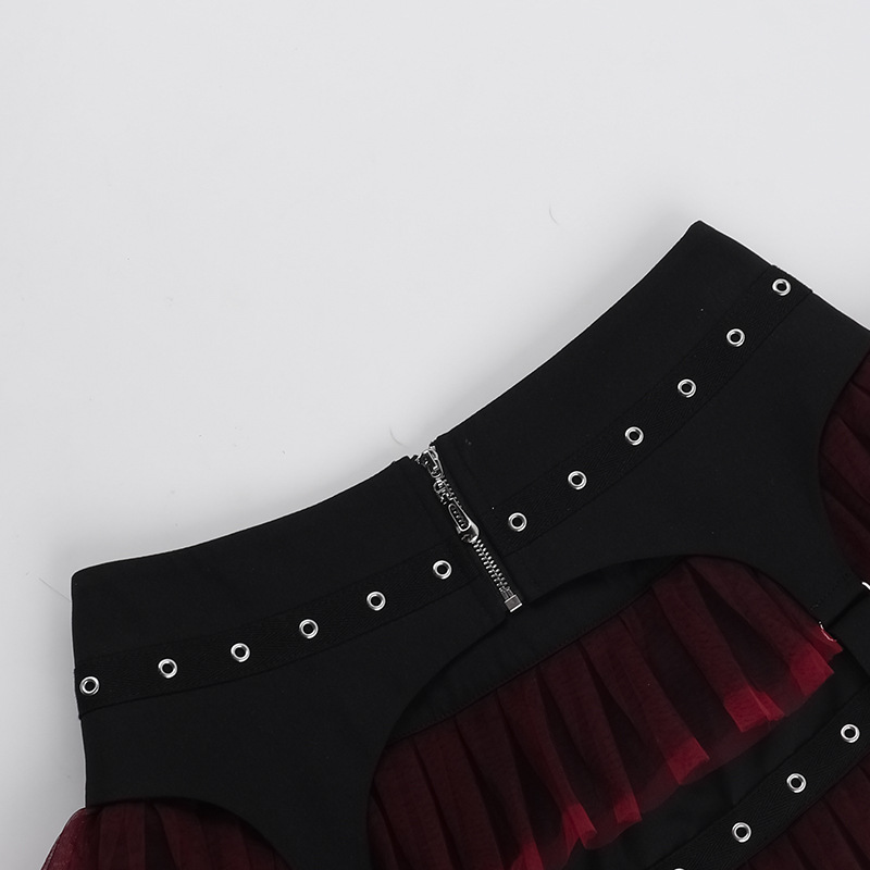 Ladies' Edgy Polyester Color Block Mini Skirt