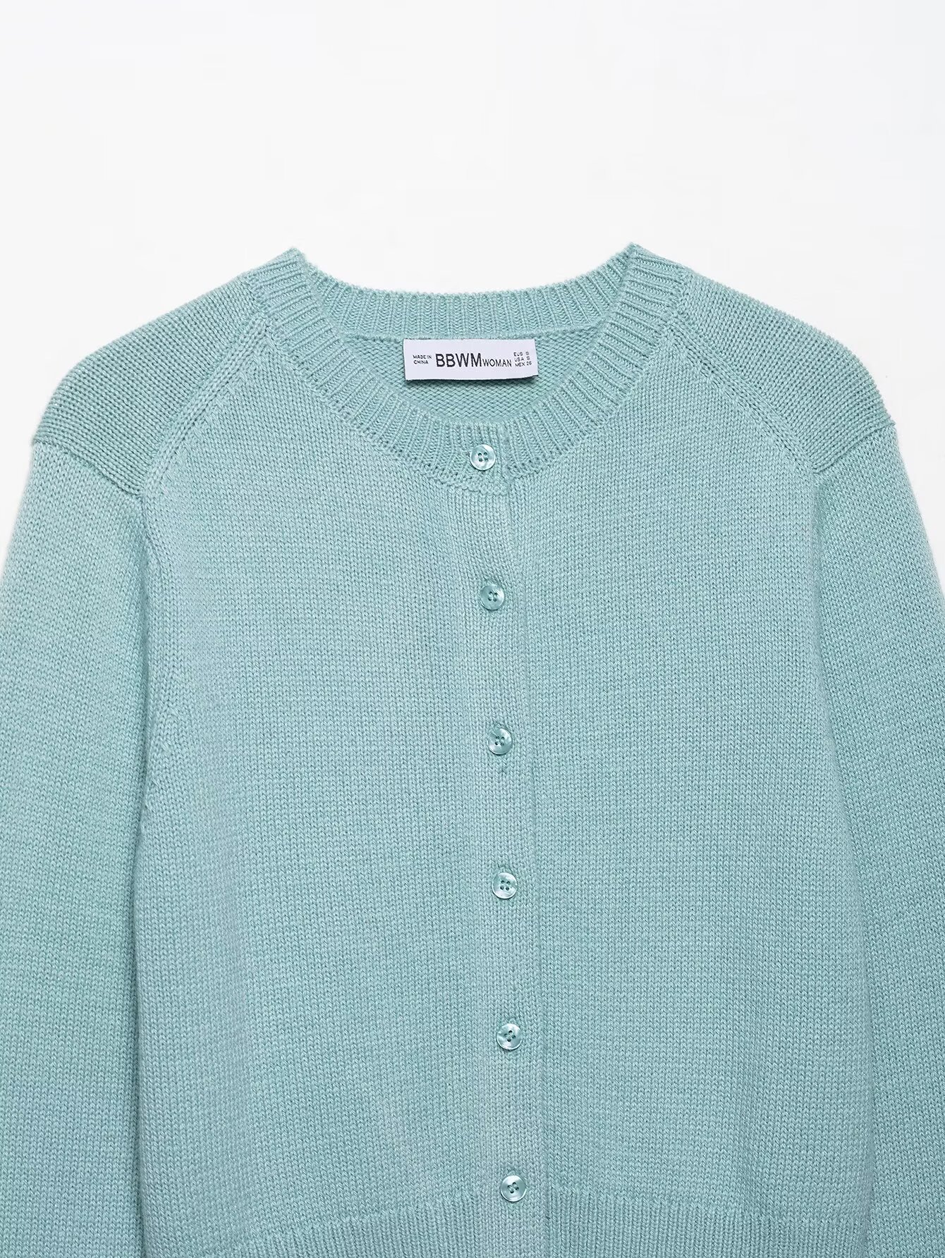 Plain Button-Front Long Sleeve Polyester Sweater