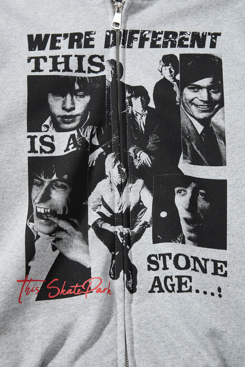 Urban Retro Musician Graphic Zippered Hoodie