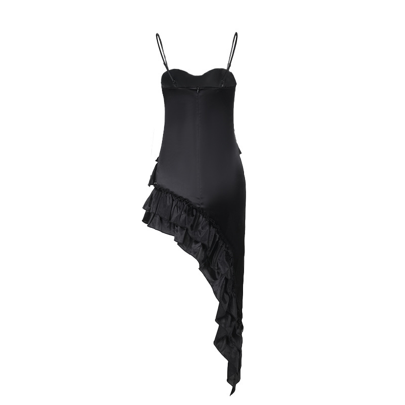 Structured Asymmetric Frilled High Waist Skirt