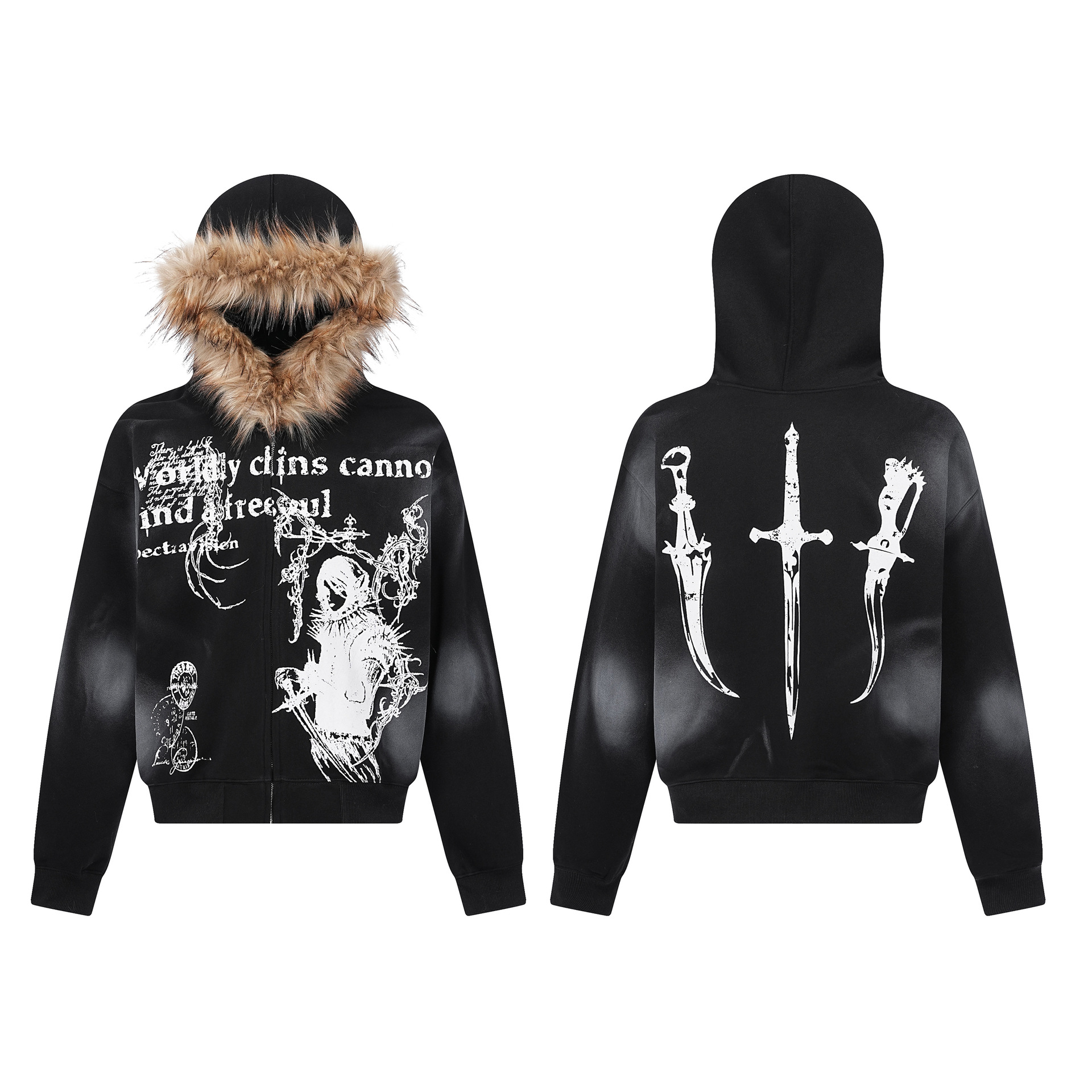 American Retro Cotton Distressed Hoodie