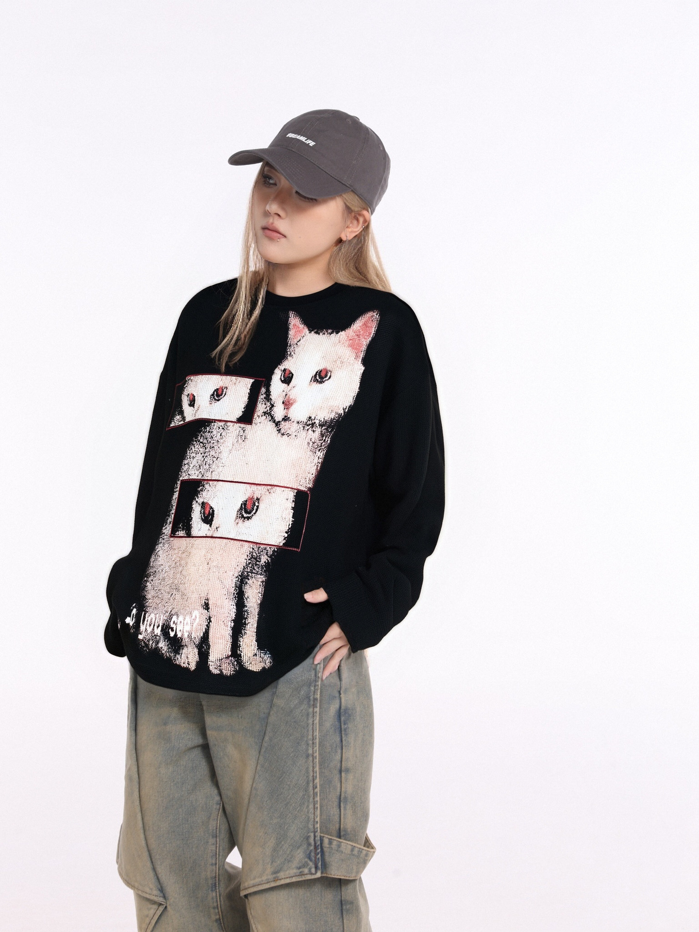 American Retro Cotton Feline Hoodie