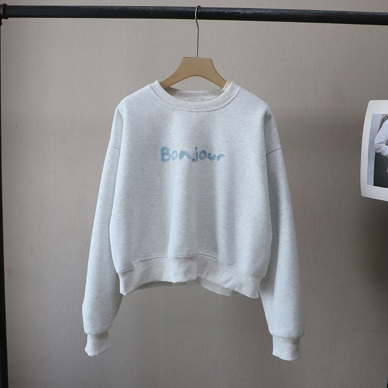 Casual Loose Fit Hoodie with Letter Embroidery,Women's Sweatshirt