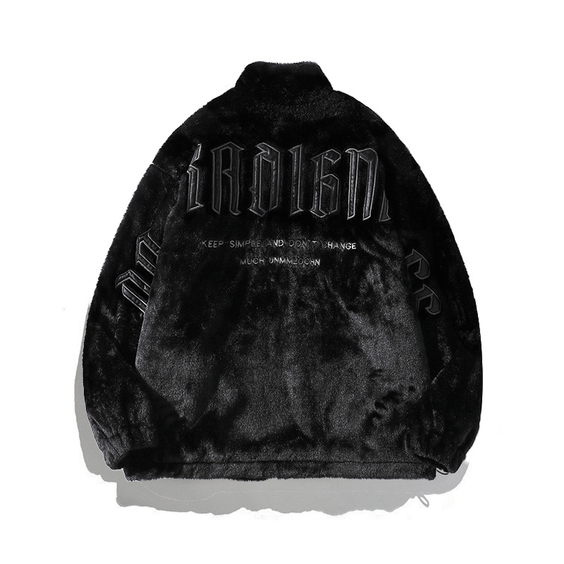 Stand-up Collar Faux Rabbit Fur Jacket Loose Quilted Thick Cotton Coat