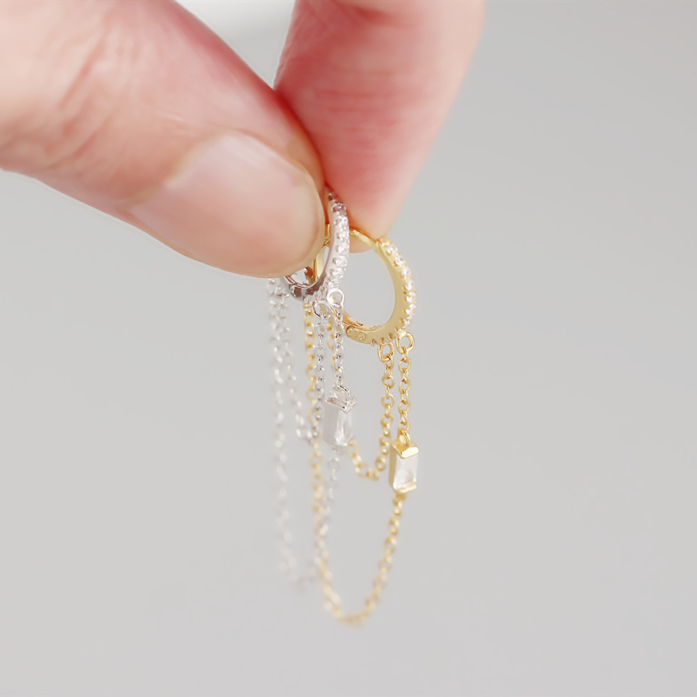 Light Luxury S925 Sterling Silver INS Chain Tassel Design Feel Earrings Ear Buckles Versatile Earrings Female