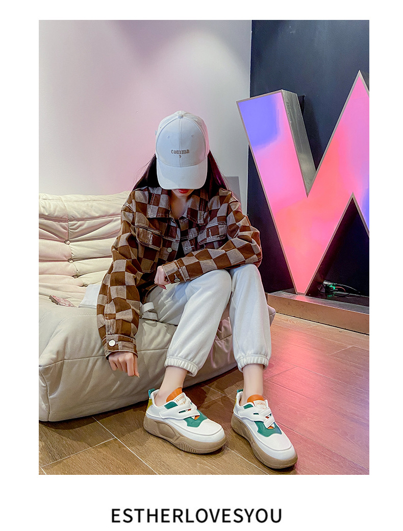 Little White Shoes Women's Spring New Korean Edition Female Students Thick Sole Velcro Board Shoes Casual Women's Shoes