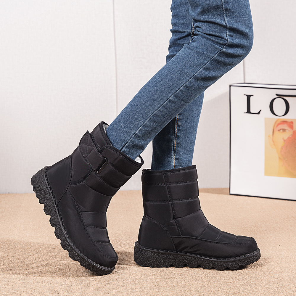 Winter New Snow Boots Women's High Top Waterproof Cotton Shoes Casual Short Tube Plush Plus Large Cotton Boots 43 Amazon