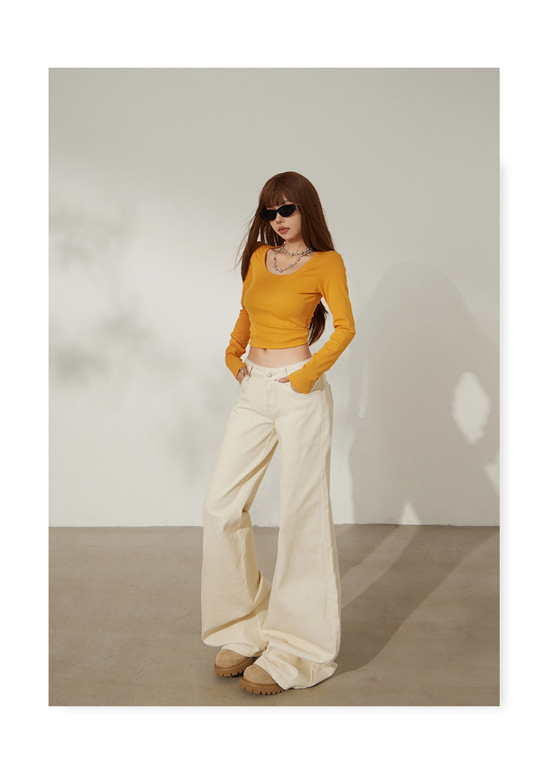 Women's Loose Flare Trousers Elastic Slimming Slight Flare Denim Pants for Women