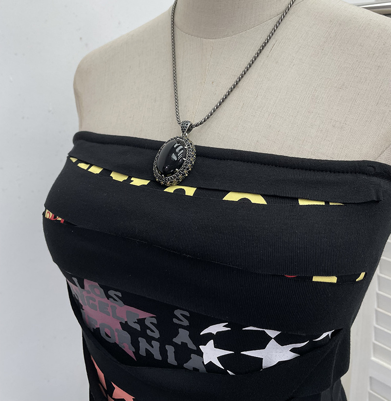 Bardot Cutout Patterned Bandeau Vest
