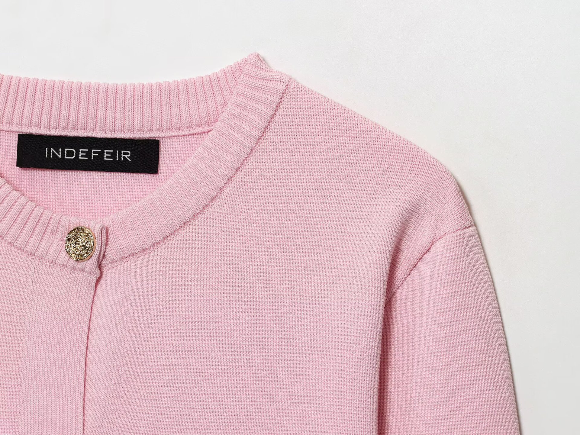 Ladies Crew Button-Front Quad-Tone Sweater