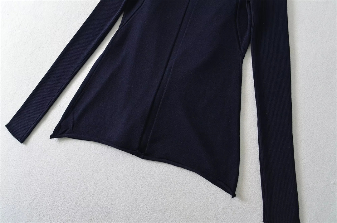 Ladies Plain Knit Irregular Silhouette Cardigan
