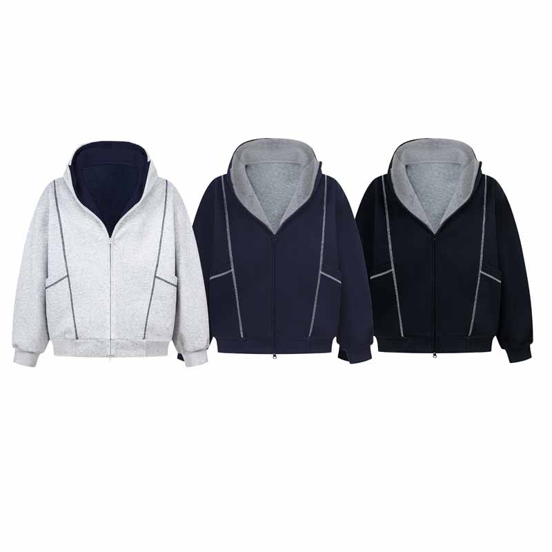 Street Relaxed Fit Zip-Up Letter Print Hoodie
