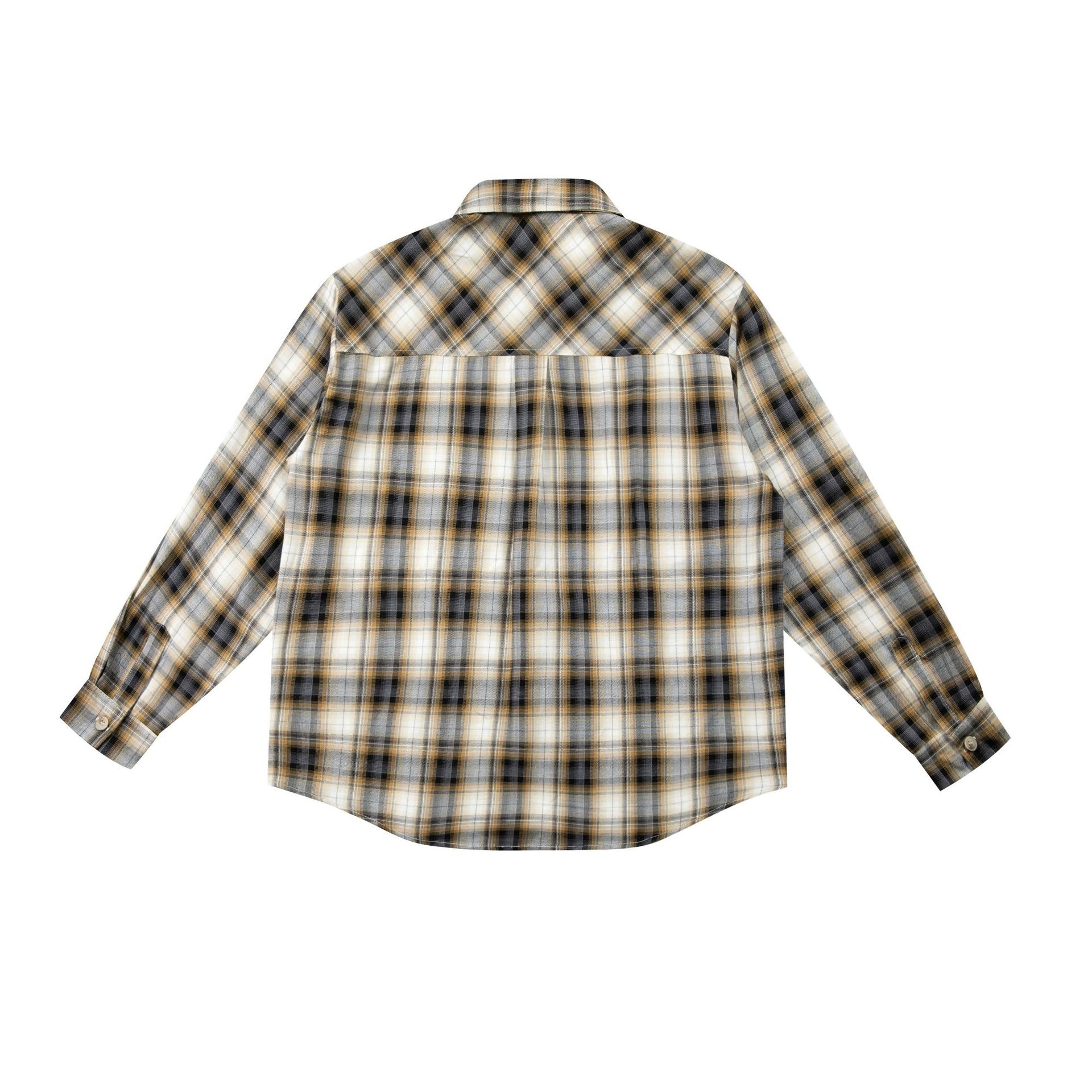 Relaxed Paneled Tartan Cargo Emblem Shirt