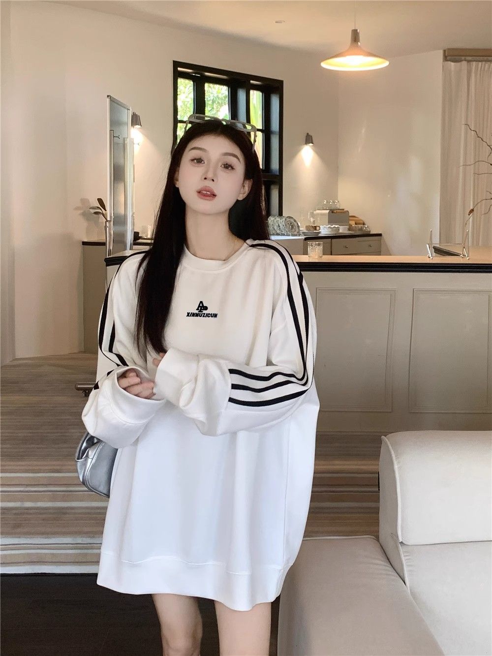 Oversized Japanese Korean Hip-Length Crew Sweater
