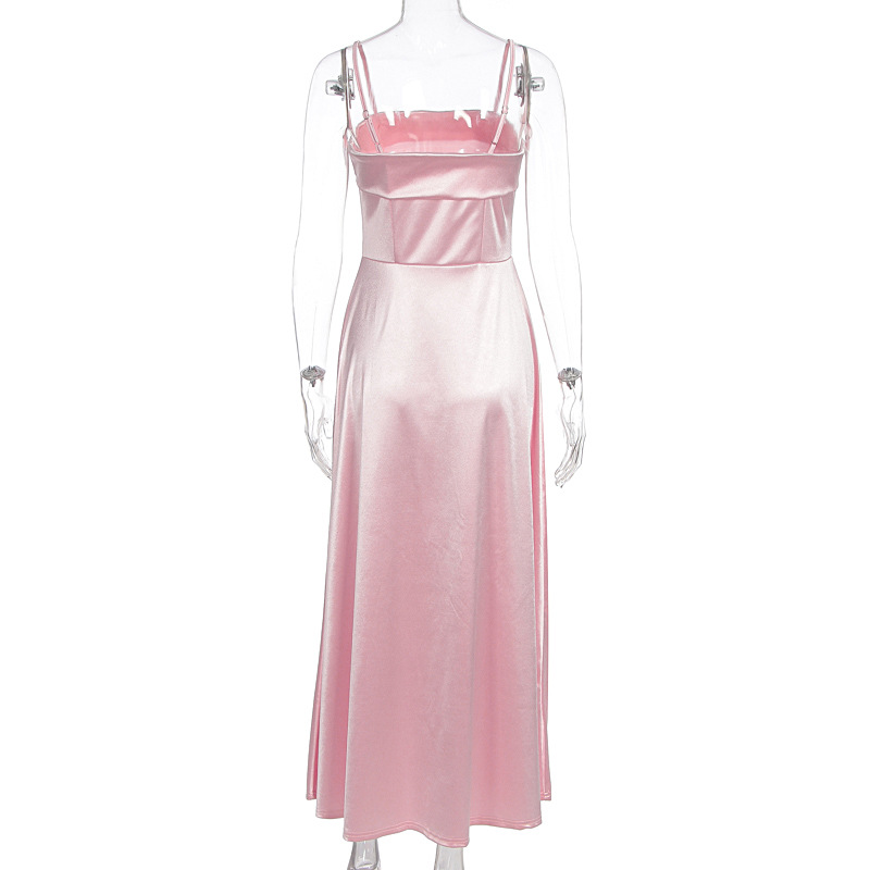 Satin suspender evening dress fashion dress
