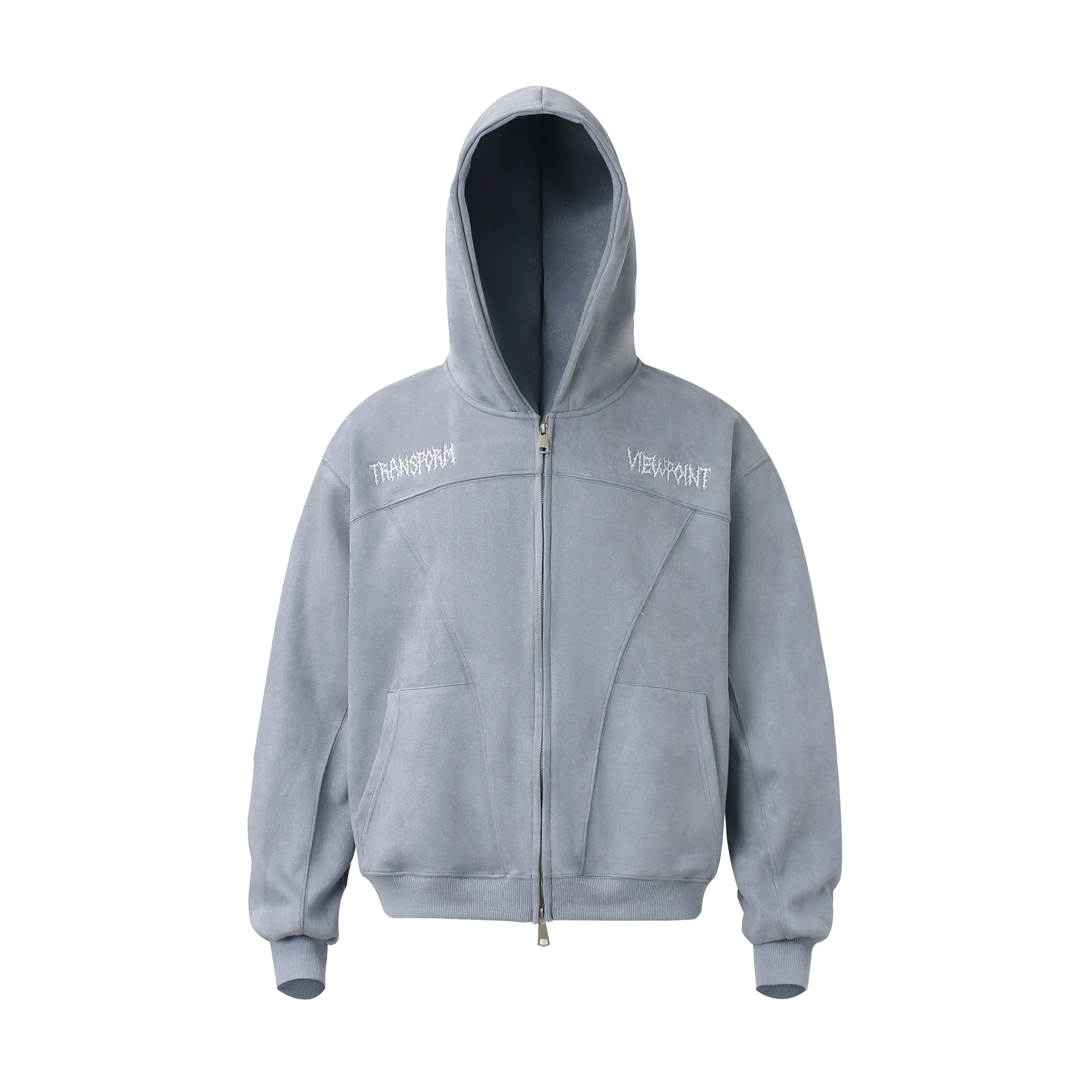 Retro Color-Block Letter Print Hooded Zip-Up Sweater
