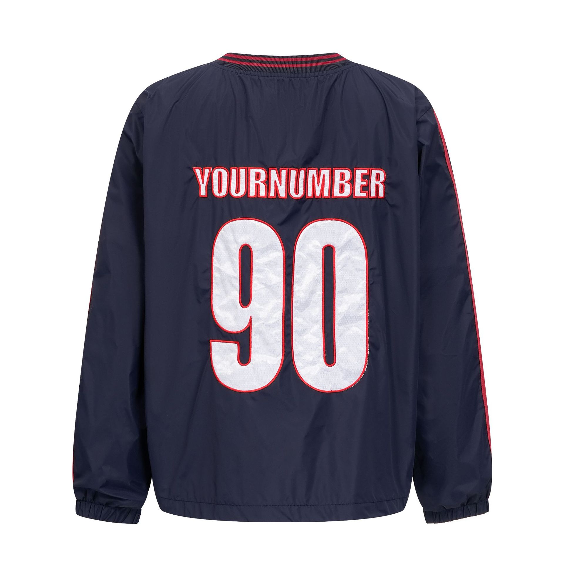 V-neck baseball jersey sweatshirt